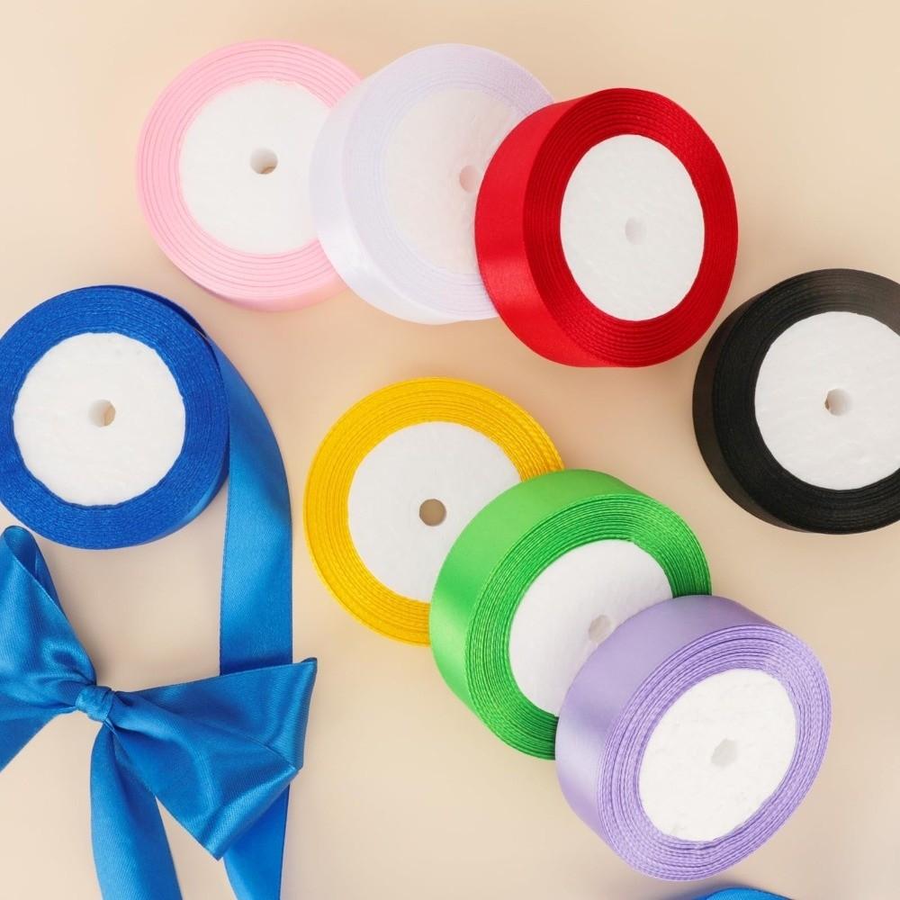 1Roll 0.8IN X 25 Yards 2CM Solid Satin Ribbons DIY Gift Wrapping Handmade Bows Bouquet Ribbons Shiny Cake Packaging