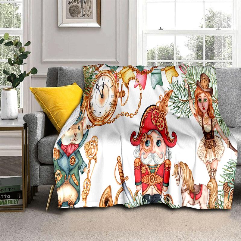 The Nutcracker Merry Christmas Cartoon Doll Festival Gift Blanket,Soft Throw Blanket for Home Bedroom Bed Sofa Picnic Cover Kids