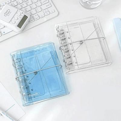 Portable A7 Refillable Notebook Clear PVC Loose Leaf Notebook Simplicity Style Tri-Fold Accordion Journal for Students