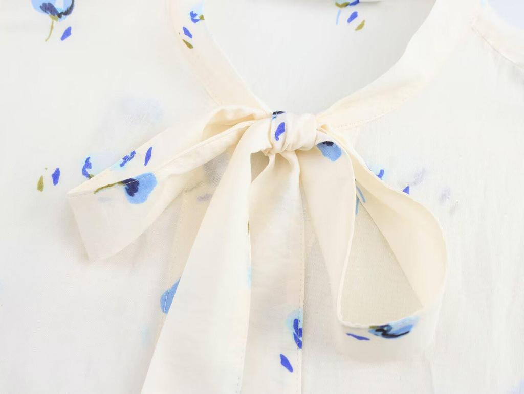 Women's Elegant Bow Print Long Sleeve Shirt - Spring 2025 Fashion