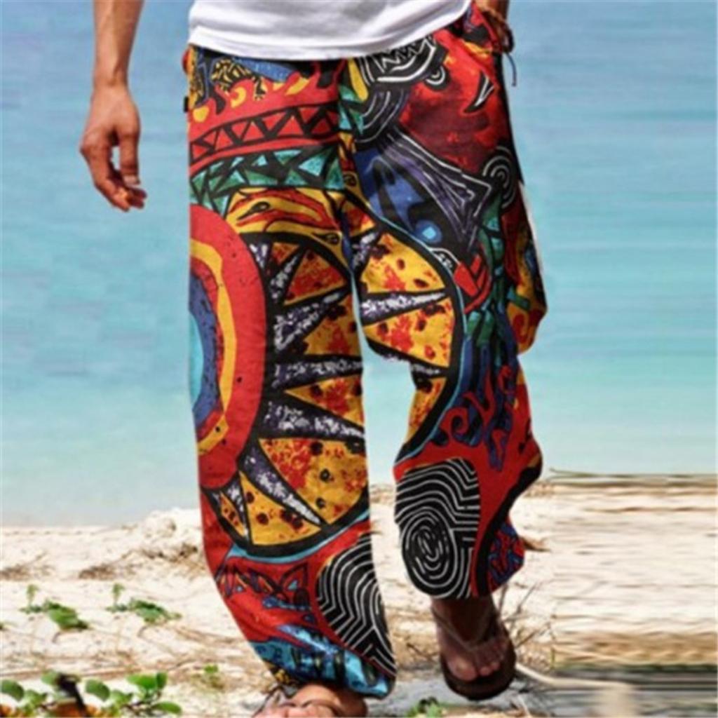 Pantaloni da Uomo Stampati con Coulisse, Leggings Larghi Casual