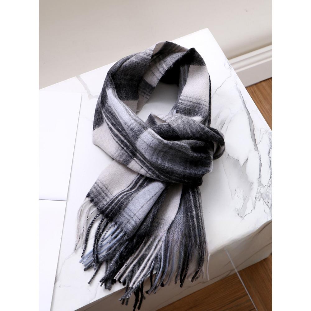 Лучшие товары в Великобритании 100% шерстяной клетчатый шарф женский зимний студенческий — фото 15