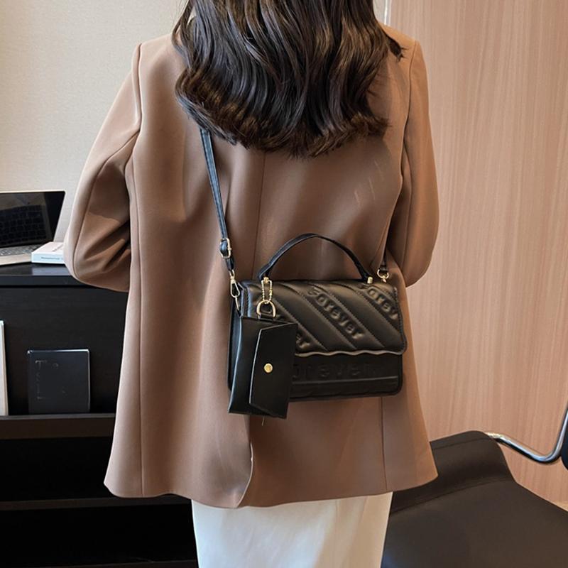 Quality Shoulder Bag Set For Women Soft PU Leather Solid Color Shopping Tote Bag  Spring New Designer Luxury Handbags