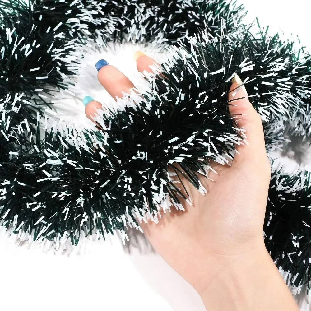 20/2M Christmas Ribbon Garland Xmas Tree Foil Pull Flower Ribbons Ornaments Green Cane Tinsel Wedding Party Decoration Supplies