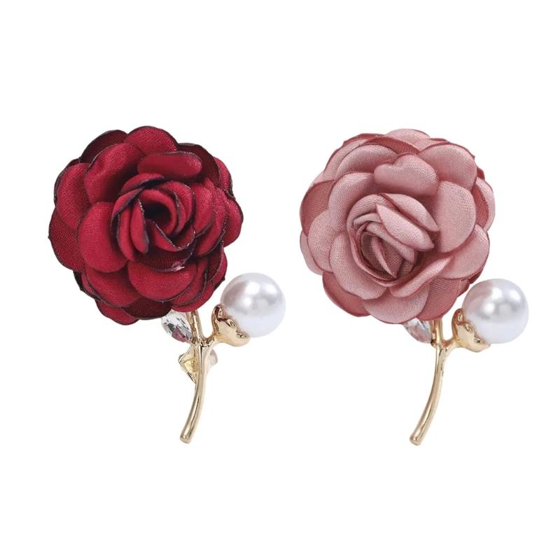 Women 3D Floral Brooch Lapel Pin Ladies Shawl Brooch Pin Clothing Jewelry Accessory for Wedding and Event Outfit