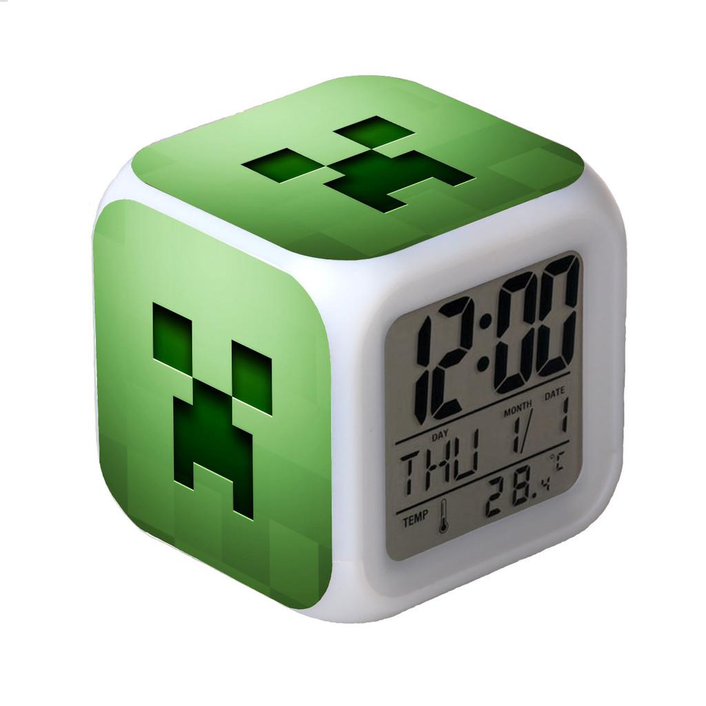 Minecraft Alarm Clock Led Night Light Colourful Changing Desktop Decoration