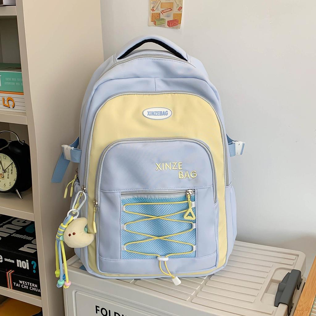 High-value student schoolbag female cute simple girl backpack junior high school students casual large-capacity backpack tide