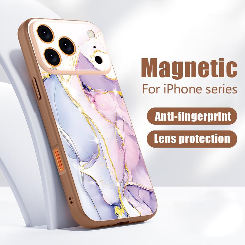 Sandstone Marble Pattern Case For iPhone 17 Pro Max Funda iPhone 16 15 14 13 Pro Max Magnetic For Magsafe Hybrid Slim Matte Cover