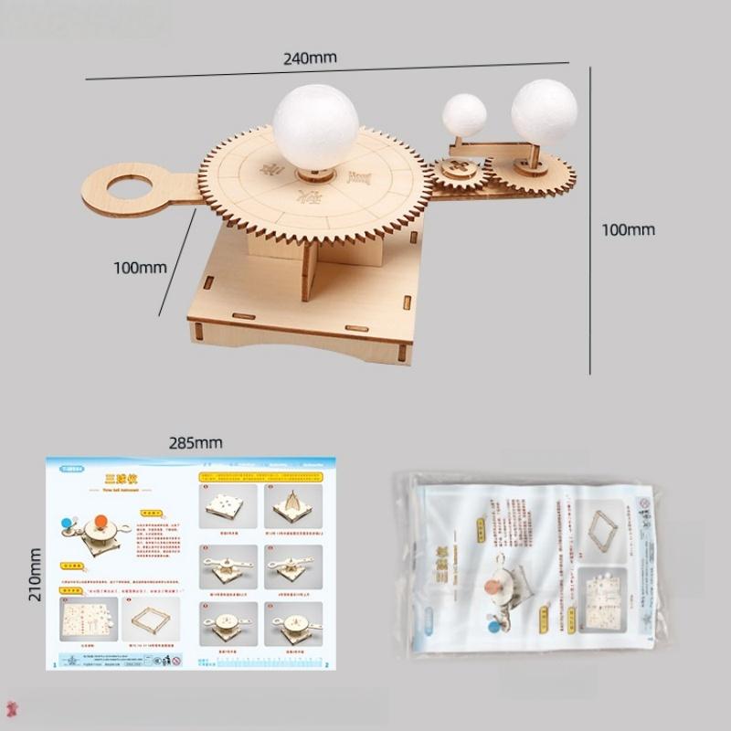 DIY Three Ball Astronomy Puzzle Toy for Kids - Science Technology Experiment Materials Gift Educational Student Activity Toy