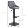 Set of 2 Height-Adjustable Bar Stools. 46x48x83-104cm. Gray and Black
