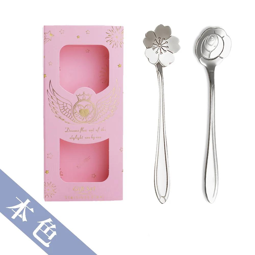 

Роскошный набор цветочных ложек 2/4 шт. Золотая кофейная ложка Подарочная коробка из нержавеющей стали Маленькая чайная ложка Креативная золотая ложка