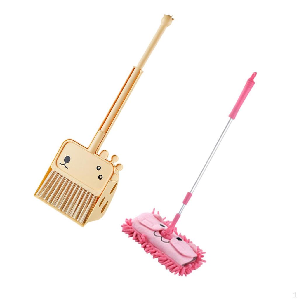 3 Pieces Mini Broom and Dustpan Mop Set Children Housekeeping Cleaning Tools Cartoon Role Playing
