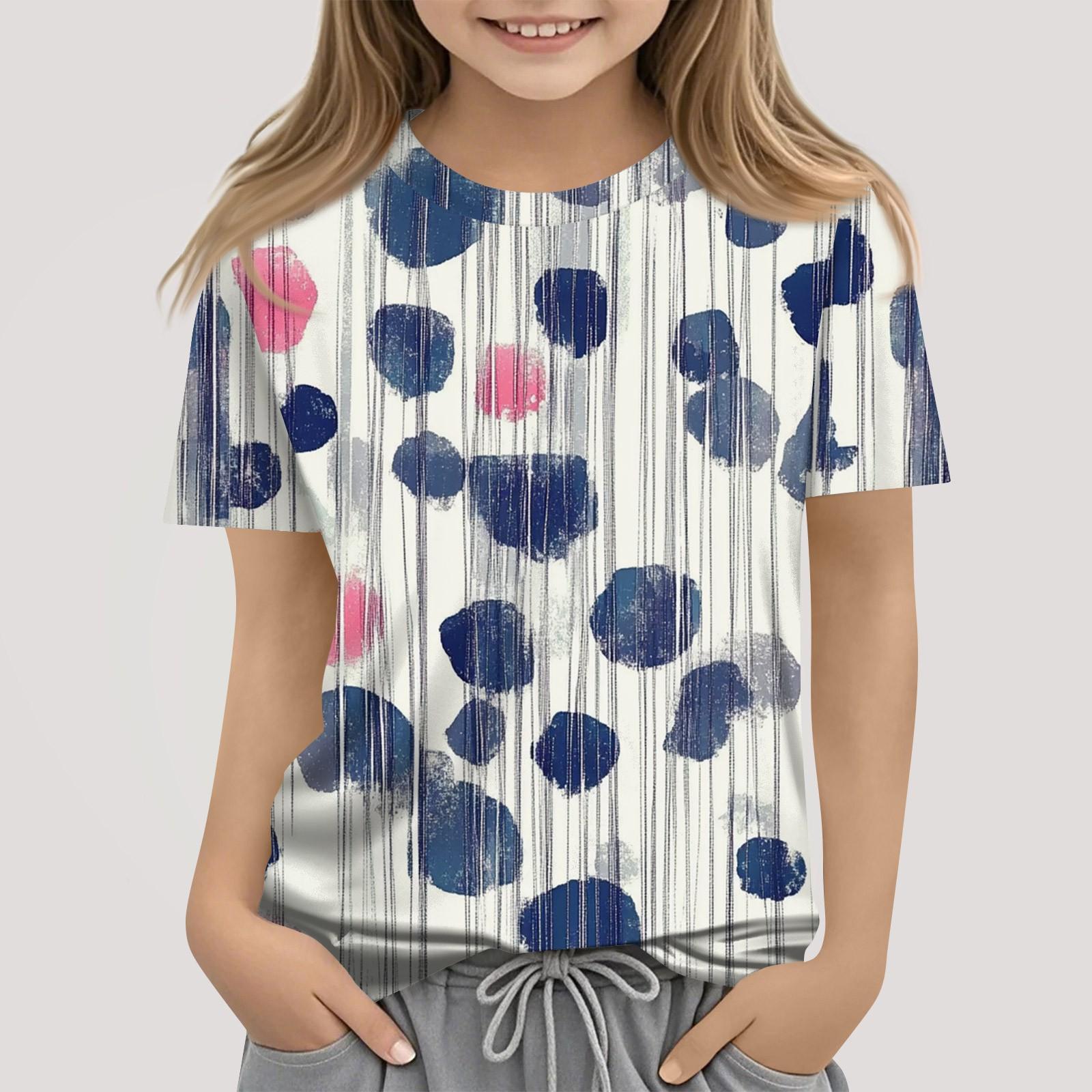 

Children s Fashion Casual Short Sleeve Independence Day Printed Round Neck T-Shirt Top 130 белый