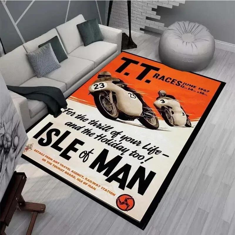 Isle of Man TT Teppiche und Läufer Motorradwettbewerb Teppich Wohnzimmer Schlafzimmer Dekoration Große Fläche Weicher Teppich Kinderzimmer Teppich
