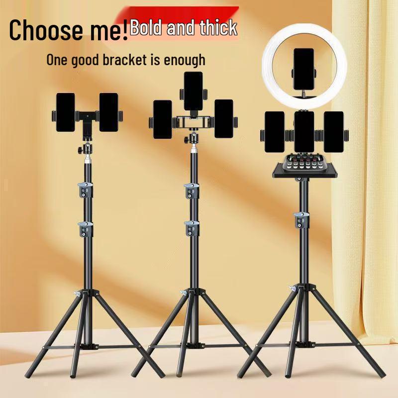 Dual Mobile Phone Tripod with Fill Light for Live Streaming & Photography