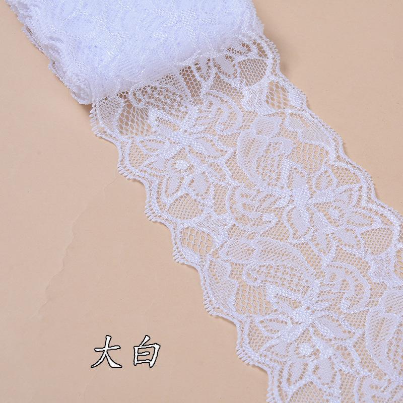 Buntes elastisches florales Spitzenband DIY Bekleidung Nähstoff 8cm breit Schwarz Weiß Rot Rosa Blau Lila Grün Gelb Spitzenband