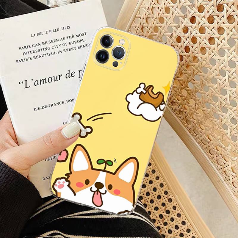 Cartoon Dog Corgi Phone Case Silicone Soft for iphone 14 13 12 11 Pro Mini XS MAX 8 7 6 Plus X XS XR Cover