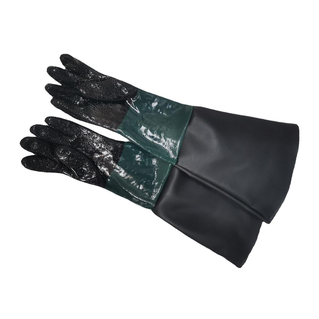 1 Pair Sandblasting Machine Gloves 25.6Inch Long Gloves with Cotton Lining and Particle Grip for Safety and Durability