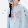 Girls' Contrast Bowknot Knit Sweatshirt