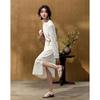 Demana French Style Lace Trim Round Neck Midi Dress