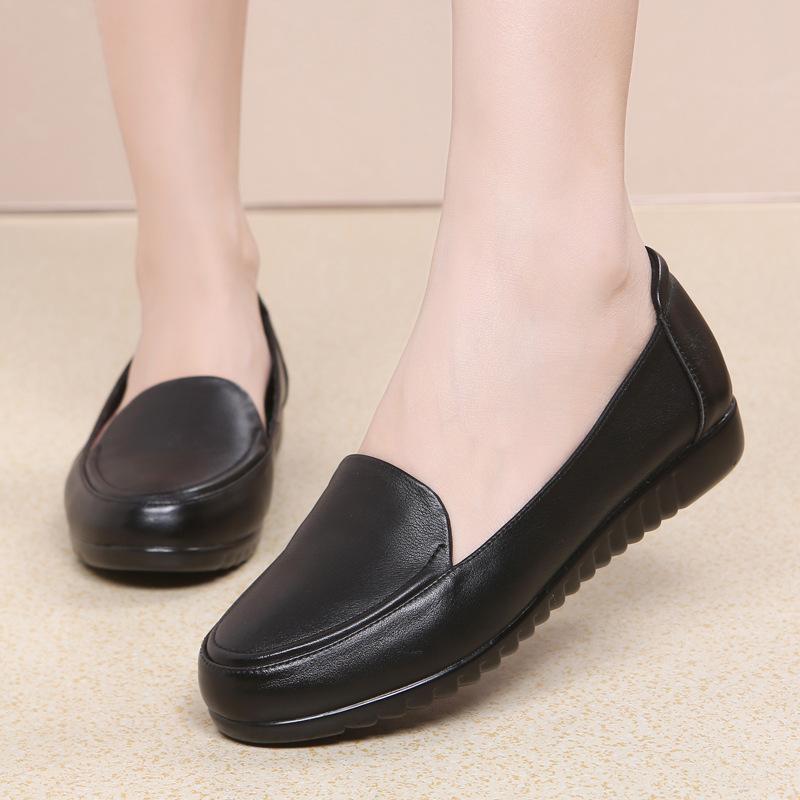 Echtes Leder Damen Schuhe Slipper Damen Flats Schuhe Damen Loafer Frühling Herbst Weicher Komfort Mutter Schuhe Große Größe 35-42