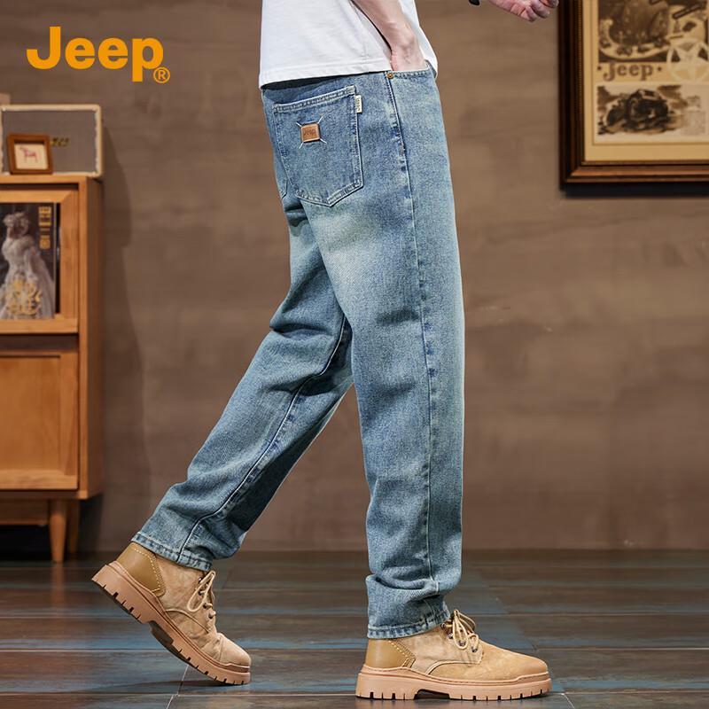 JEEP Men's Loose Straight-Leg Jeans