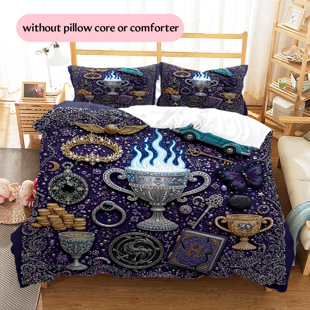 Diamond Embroidery Style Pattern Bedding Quilt Set Home Decoration Gift (1 * duvet cover + 2 * pillowcase without core)