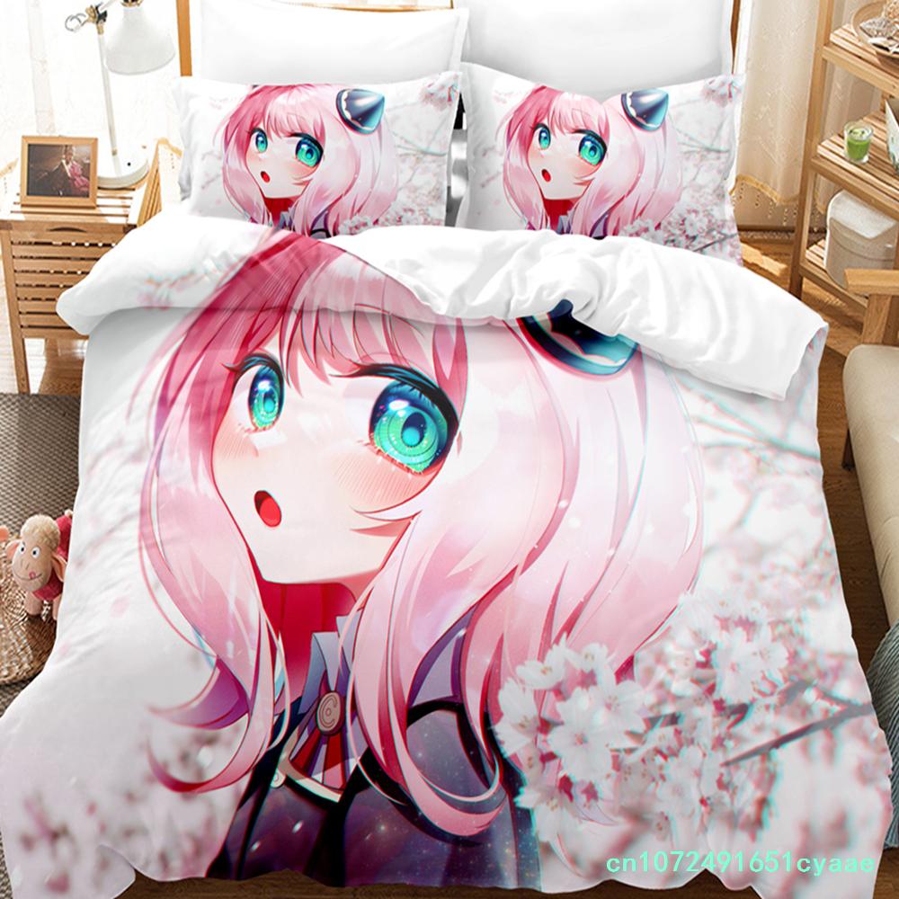 SPY×FAMILY Bedding Set Anime Anya Forger Quilt Cover Single Double Size With Pillowcase Boys Girls Bedspread