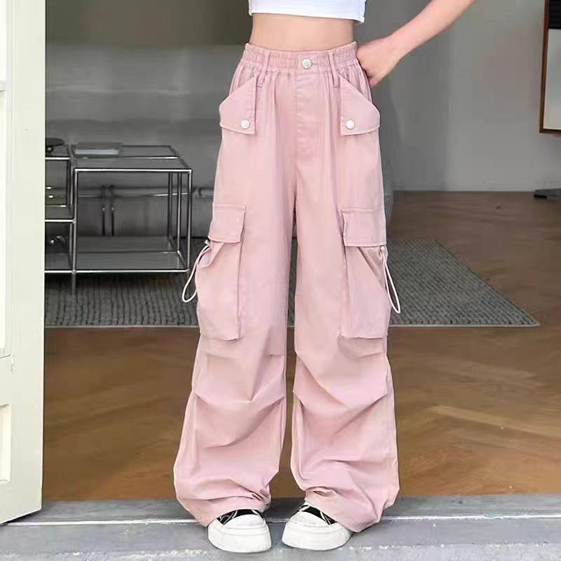 

Эксклюзивные летние брюки карго для девочек 2025 года: Легкий, Свободный, Широкий стиль для детей среднего и старшего возраста 130 cm розовый