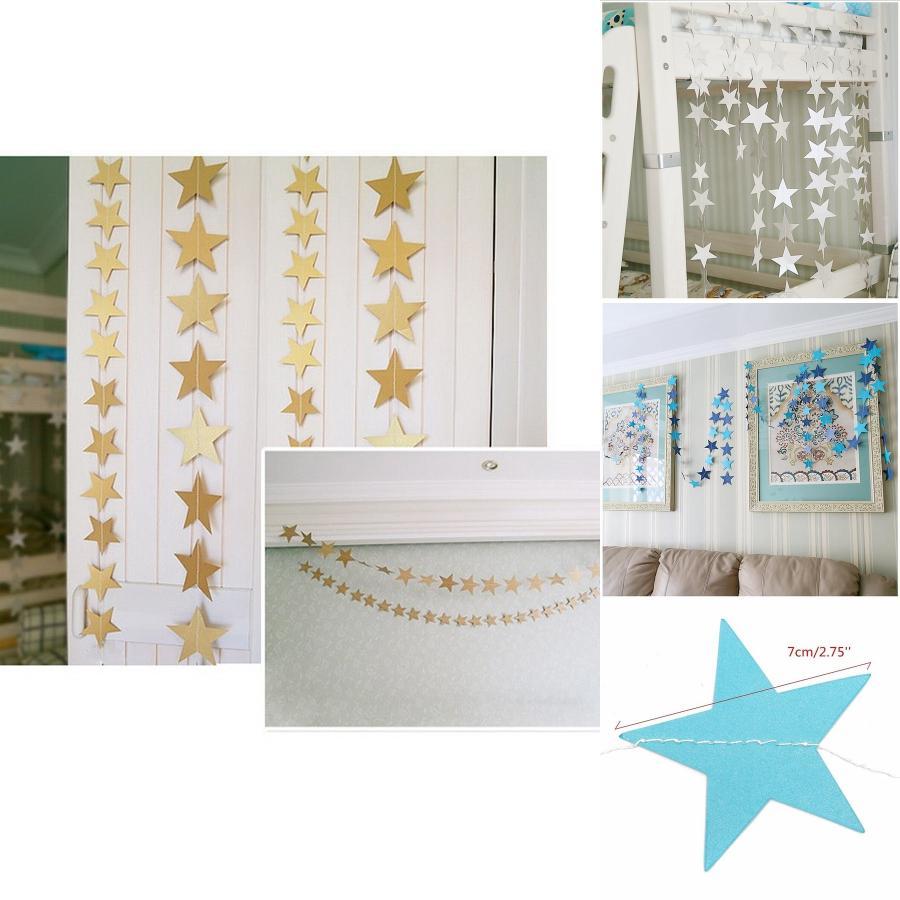 High-quality Star Paper Garland In Gold Silver And Blue For Festive Celebrations