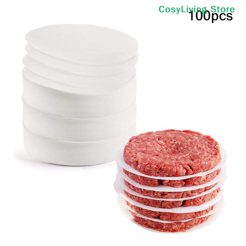100 Pièces 11CM Rond Hamburger Pression Viande Papier Papier Absorbeur d'Huile Feuille pour Four Grill Papier de Séparation pour Galettes Outils de Cuisine