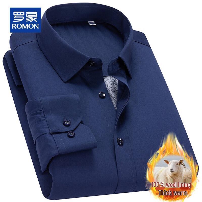 ROMON Men's 100% Wool Filled Thickened Warm Long-Sleeve Shirt Jacket