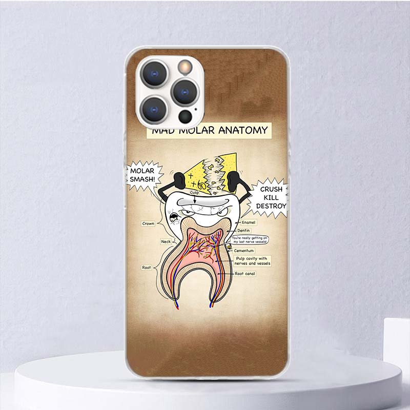 Wisdom Teeth Dentist Tooth Soft Case For iPhone 16 17 Air 16E 15 Plus 11 12 13 Mini 14 Pro Max Phone Cover Apple 7 8 SE Coque Fu