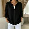 Γυναικεία Μονόχρωμη Πλεκτή Ζακέτα με Φερμουάρ, Χαλαρή, Casual Πουλόβερ
