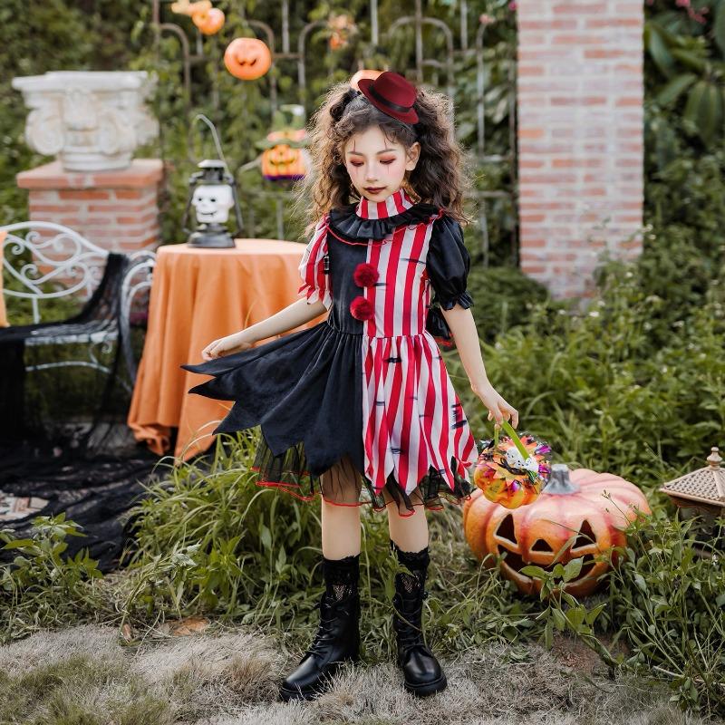 Halloween Children's Costume Clown Soul Girls Dress Party Funny Dress Up Carnival Costume