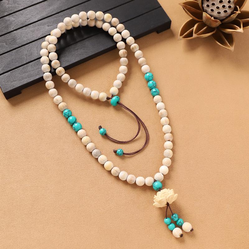 

Камфорное дерево ожерелье ретро длинное киноварное бисерное подвеска свитерная цепочка женские аксессуары