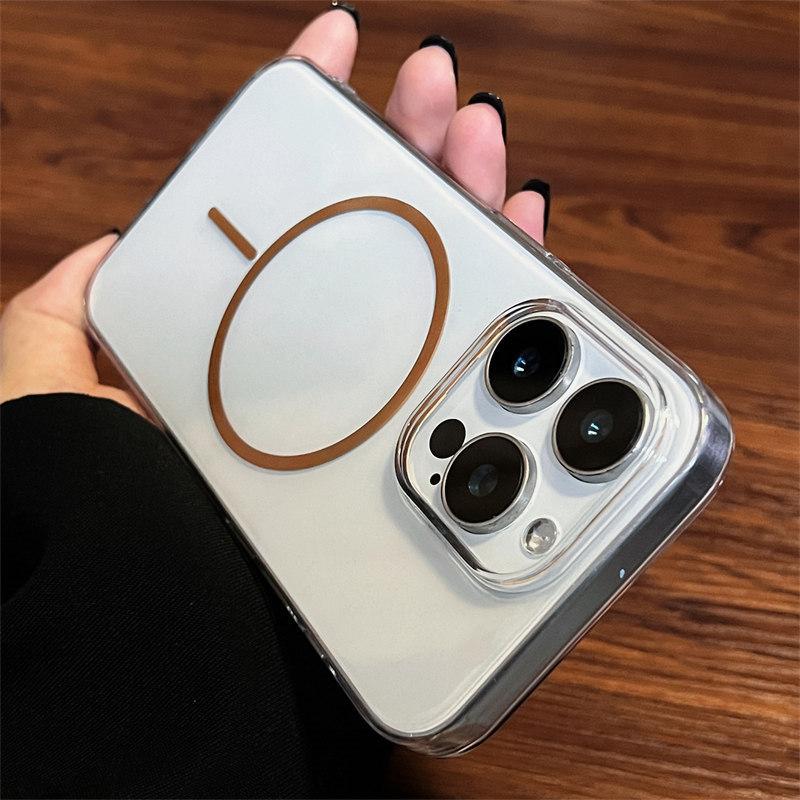 

Ультратонкий прозрачный магнитный жесткий чехол для ПК Magsafe для iPhone 16 15 14 13 12 Pro Max Plus 16Pro Mac Safe противоударный чехол аксессуар iPhone 16 Pro коричневый