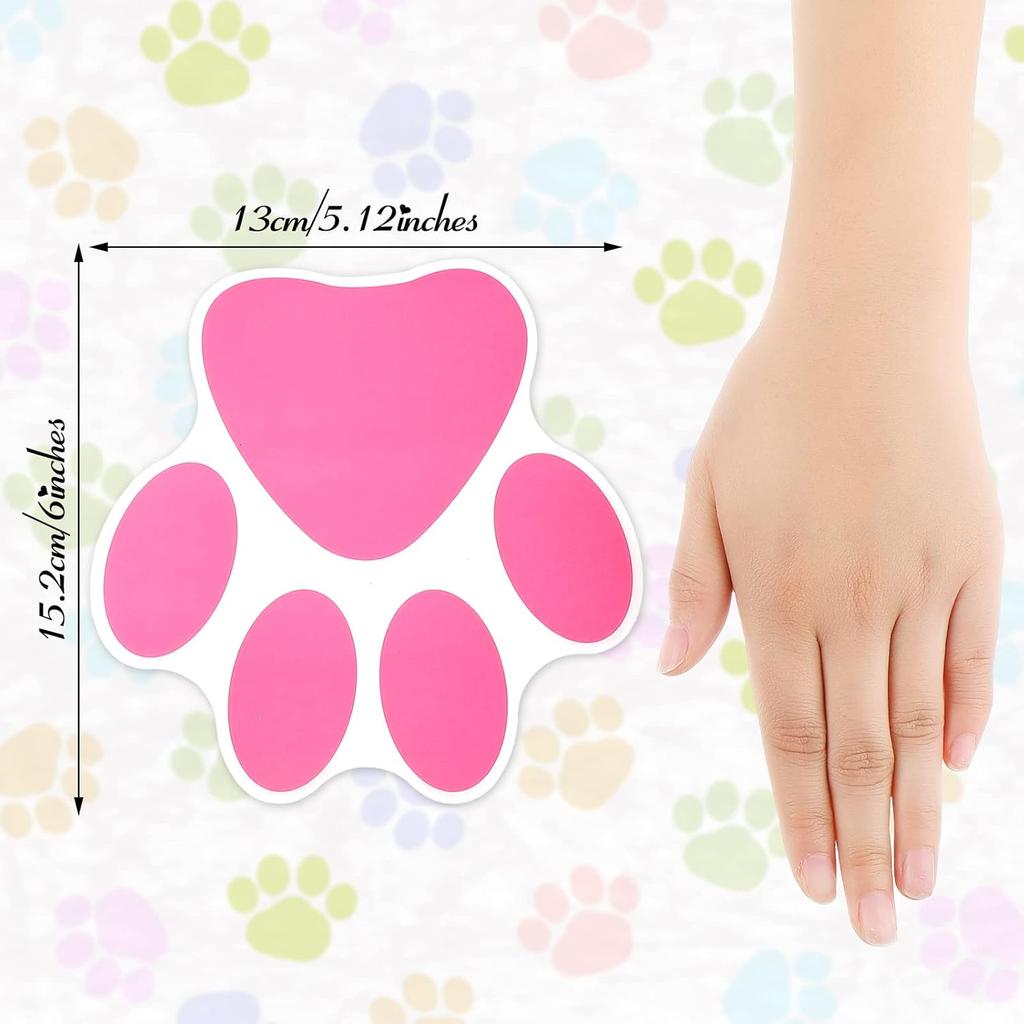 Outus 30 Pcs Paw Print Stickers 6 Inch Large Line Up Spots Dog Paw Floor Stickers Self Adhesive Vinyl Decals Wall Floor Dot Clings Dog Footprint