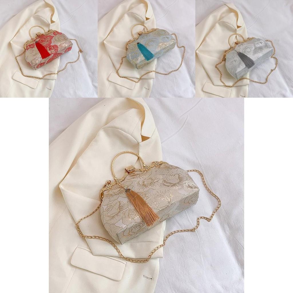 Stylish New Asian Shell Bag For Women 2024 Summer Trendy Embroidered Crossbody Bag In Silver Red Blue And Khaki Gold Colors