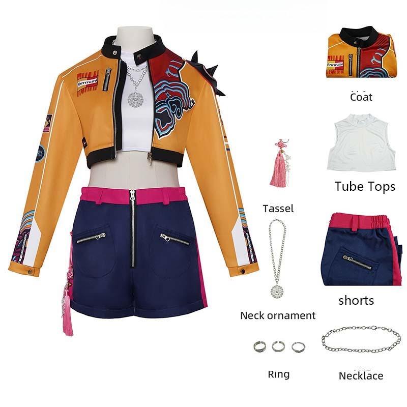 Anime Movie Huntr/x Kpop Demon Hunters Rumi Cosplay Costume Halloween Carnival Party Role Play Uniform Prop