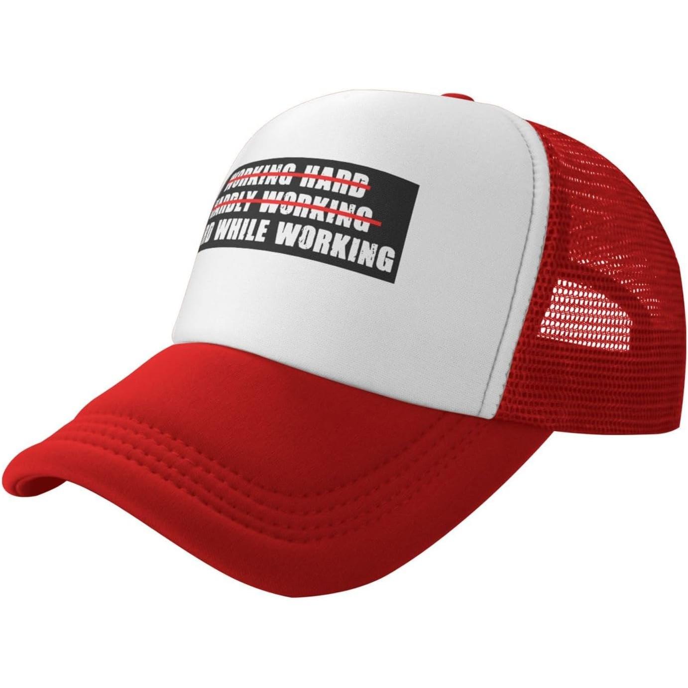 Hard Working Slogan Trucker Hat Breathable Mesh Adjustable Snapback Cap for Unisex Adults XS(old)