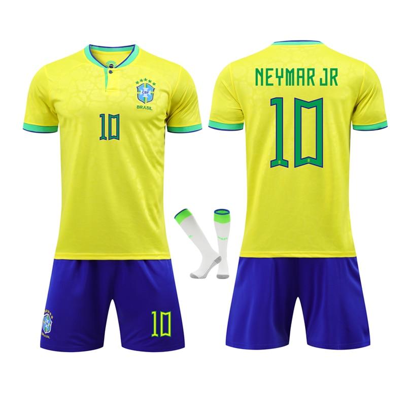 Kids Sports Gear Brazil Neymar Football Jersey Set Yellow