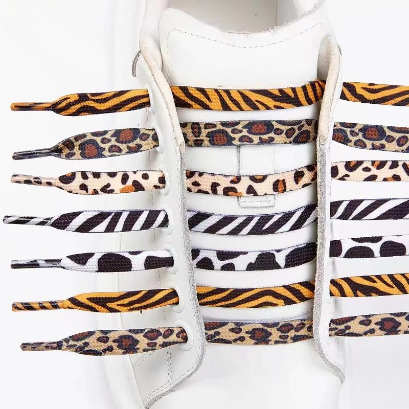 Klasické zvířecí vzor tkaničky s potiskem kreativní unisex tenisky plátěná krajka do bot Plochá leopardí zebra tygr had tkaničky do bot