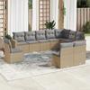 VidaXL Garden Lounge Set with Cushions 10 Pcs Beige Braided Resin 3251446