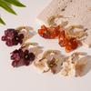 Vintage Resin Acrylic Petal Flower Pendant Earrings for Women Fashion Metal C Shaped Hoop Earrings Party Jewelry Accessories
