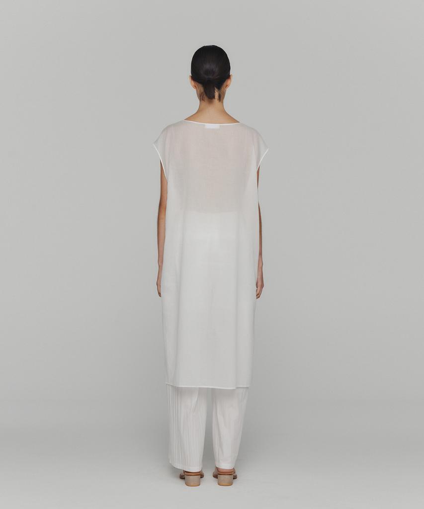 Amomento Sheer Drawstring Dress_White