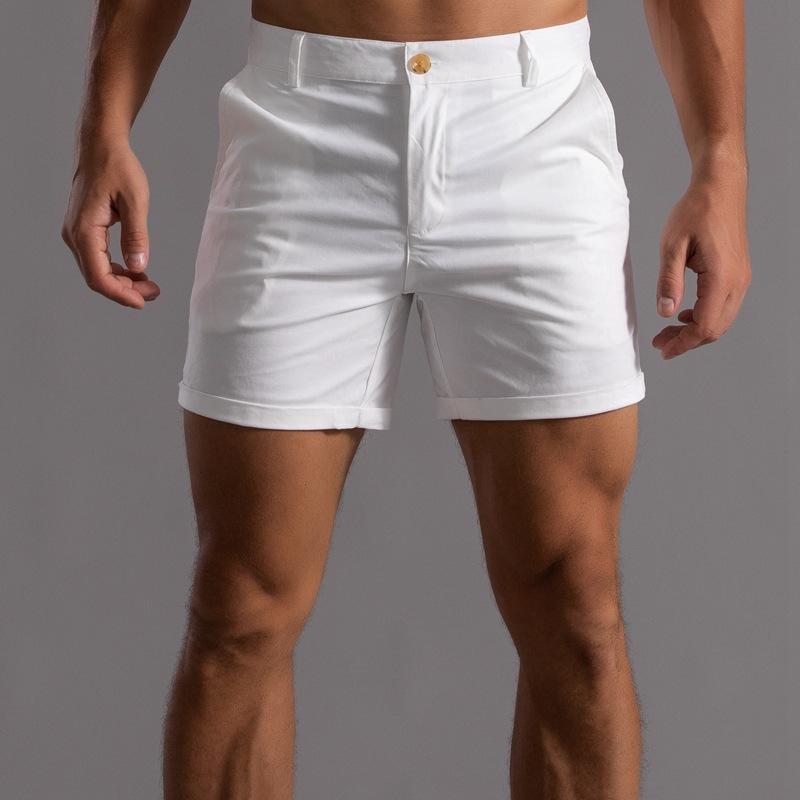 Men Solid Color Slim Fit Casual Shorts