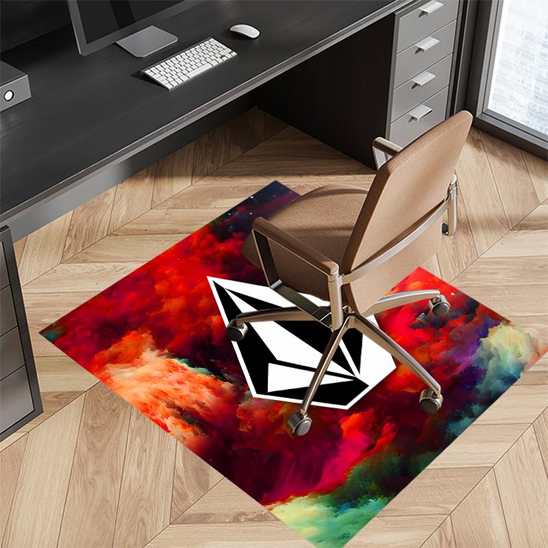 1pc V-VOLCOM LOGO5 Print Area Rug - Soft, Washable Non-Slip Indoor Mat for Office Chairs, Living Room, Home Office Decorative Rug