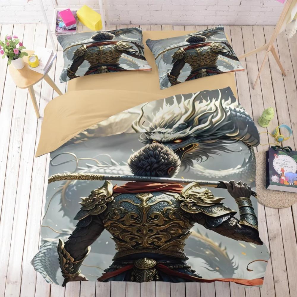 Black Monkey Game 2/3 Piece Bedroom set,Children'sGift Teenagers Adulte Microfibre Double Bed Duvet Cover with Zip Room Decor