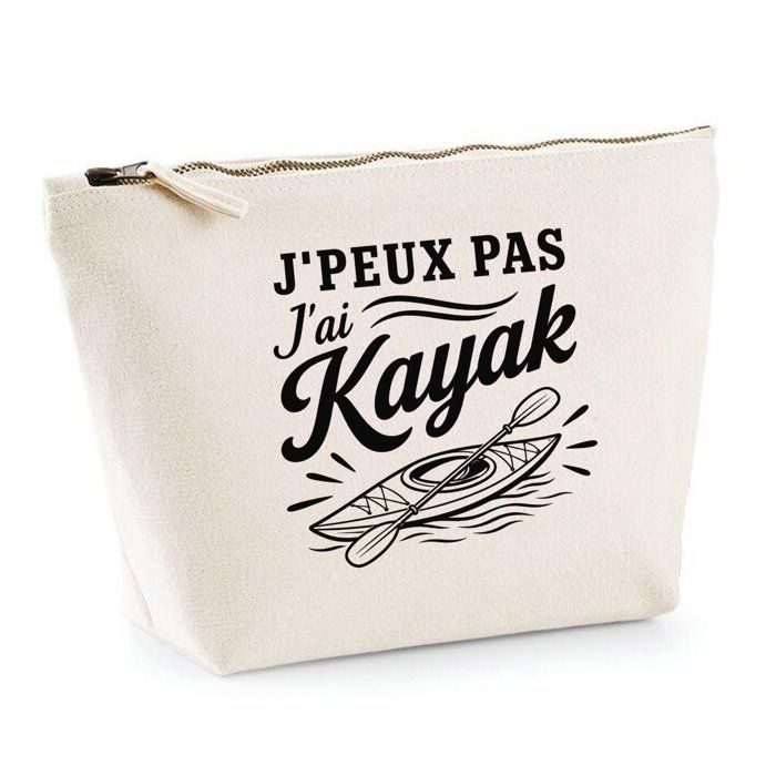 Trousse de toilette - PLANETEE - J’peux pas j’ai Kayak - 100% coton - 3 L - Zip métal, fond plat